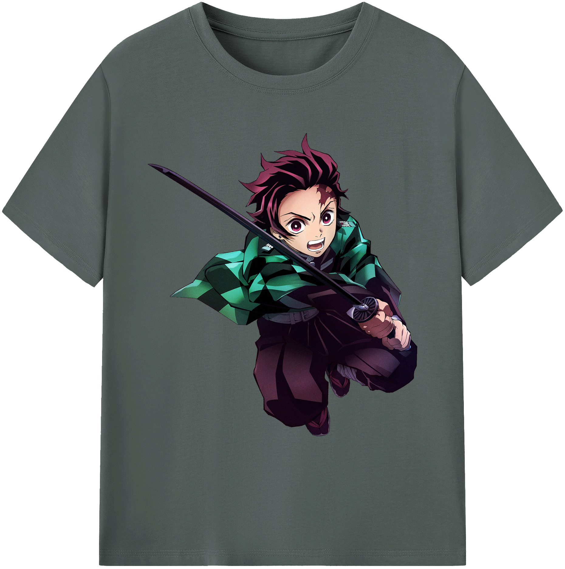 （画像用） 鬼滅の刃 竈門 炭治郎／かまど たんじろう Kamado Tanjirou 綿100％ メンズ半袖Tシャツ｜肌触りやわらか＆通気性